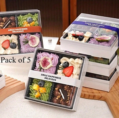 Clear Multi-Section Serving Boxes – Set of 5