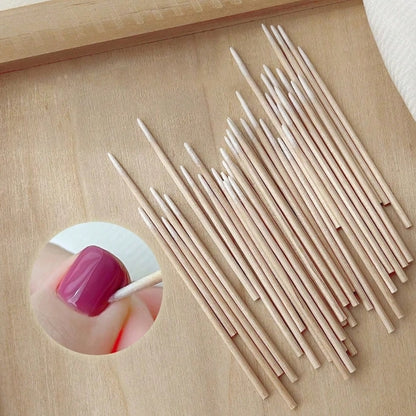 100pcs Nail Wood Swab Cleaning Stick