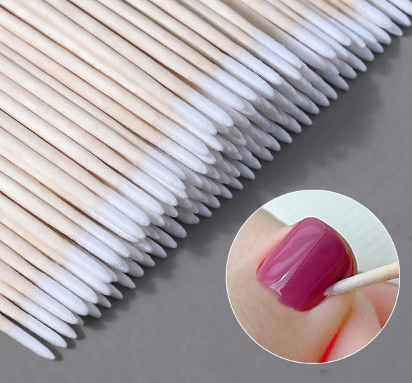 100pcs Nail Wood Swab Cleaning Stick