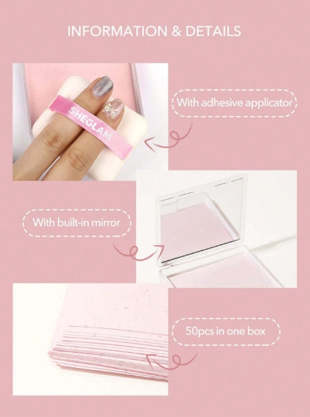 SHEGLAM 50Pcs Mattifying Blot Papers (+Puff & Mirror)-Rose