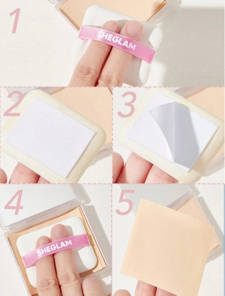 SHEGLAM 50Pcs Mattifying Blot Papers (+Puff & Mirror)-Rose