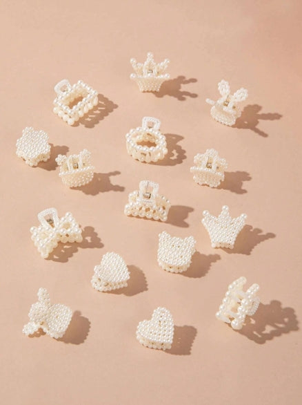 7pcs Mini Faux Pearl Decor Hair Claw