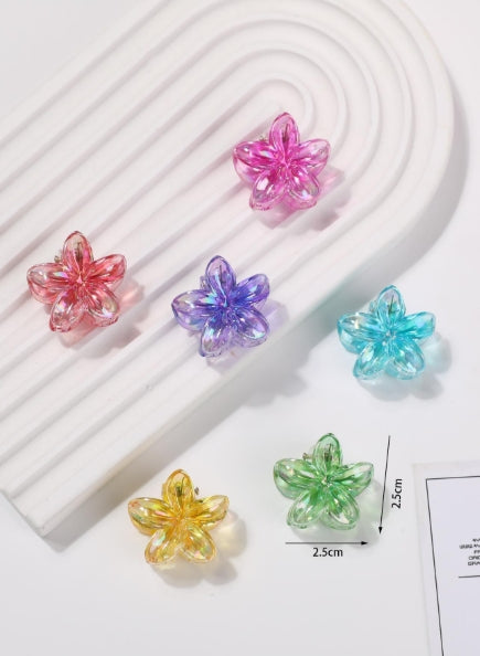 6pcs Colorful Cream Flower Shaped Hair Clips 2.5cm
