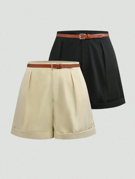 Franclia 2pcs Plus Size Shorts Set - Size 1XL