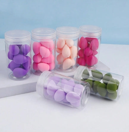 12pcs Clear Jar Packed Mini Makeup Sponge Puff