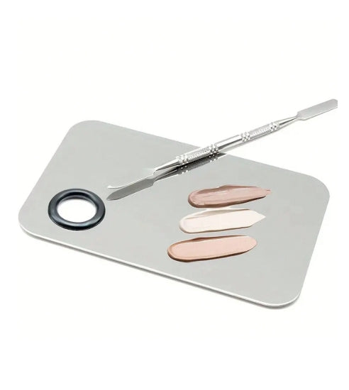 Stainless Steel Cosmetic Makeup Mixing Palette With Spatula
