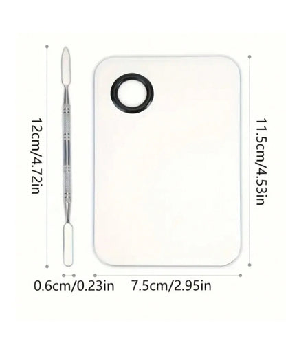 Stainless Steel Cosmetic Makeup Mixing Palette With Spatula