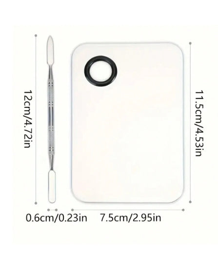 Stainless Steel Cosmetic Makeup Mixing Palette With Spatula