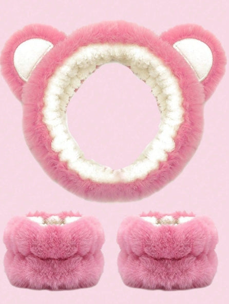 3pcs Pink Cartoon Bear Hairbands