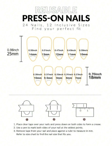 24 Pieces Short Fake Nails