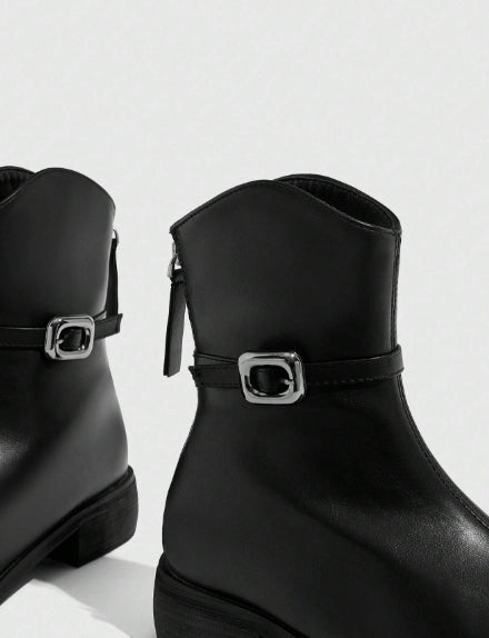 CUCCOO BIZCHIC Women's Black Zipper Boots - Size 41