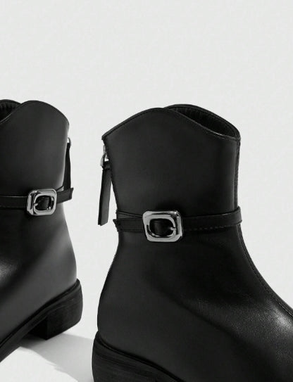 CUCCOO BIZCHIC Women's Black Zipper Boots - Size 41