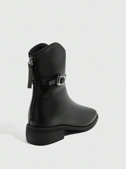 CUCCOO BIZCHIC Women's Black Zipper Boots - Size 41