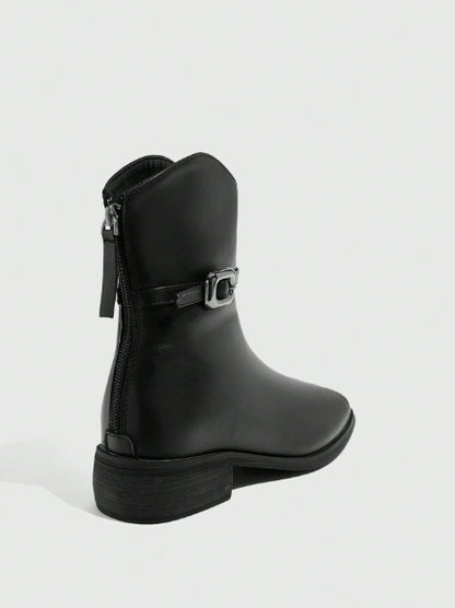 CUCCOO BIZCHIC Women's Black Zipper Boots - Size 41