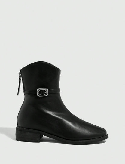 CUCCOO BIZCHIC Women's Black Zipper Boots - Size 41