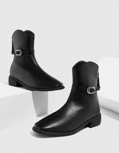 CUCCOO BIZCHIC Women's Black Zipper Boots - Size 41