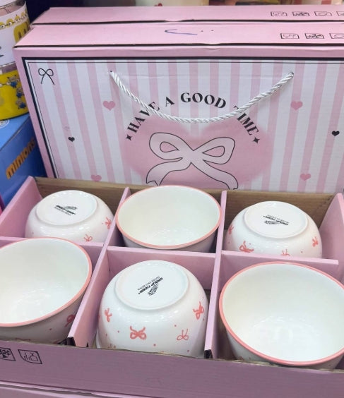 Blush Bow Dessert Bowl Set