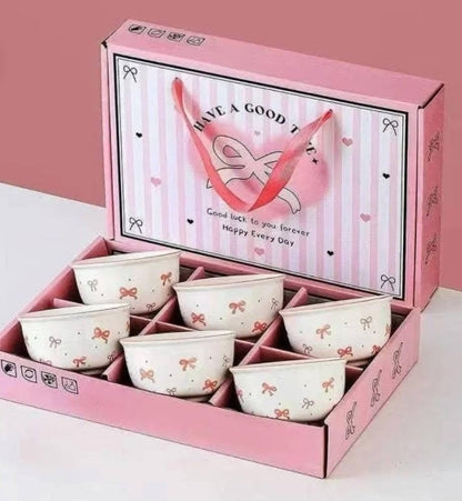 Blush Bow Dessert Bowl Set