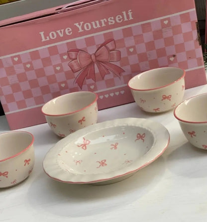 Blush Bow Serving Set
