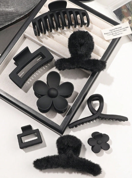 1pc Black Matte Hair Claw