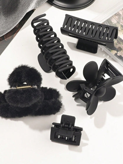 1pc Black Matte Hair Claw
