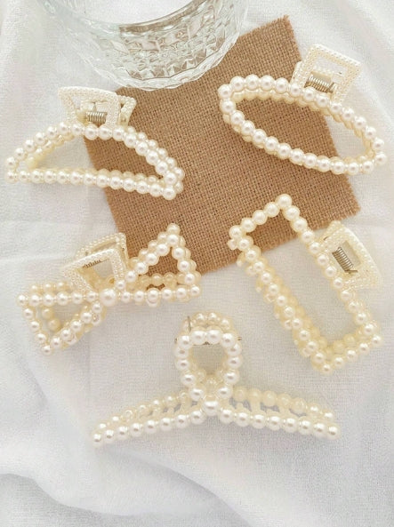1pc Faux Pearl Hair Claw 7.7cm