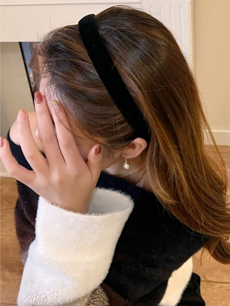 1pc Solid Elegant Wide Black Headband