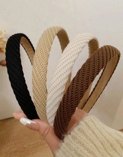 1pc Women's Knitted Wide Headbands In Solid Colors