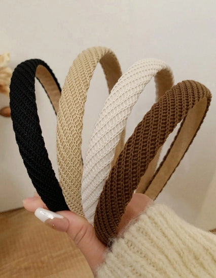 1pc Women's Knitted Wide Headbands In Solid Colors