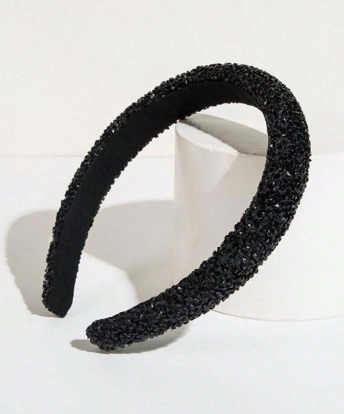 1pc Starry Gem & Faux Pearl Decorated Black Headband