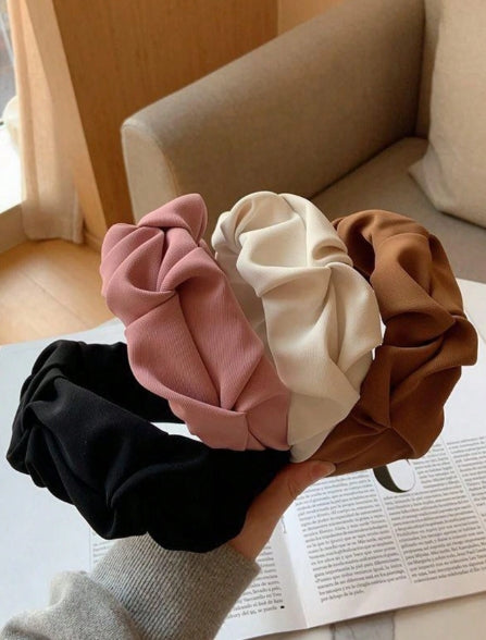 1pc Vintage Korean Style Pleated Wide Headband