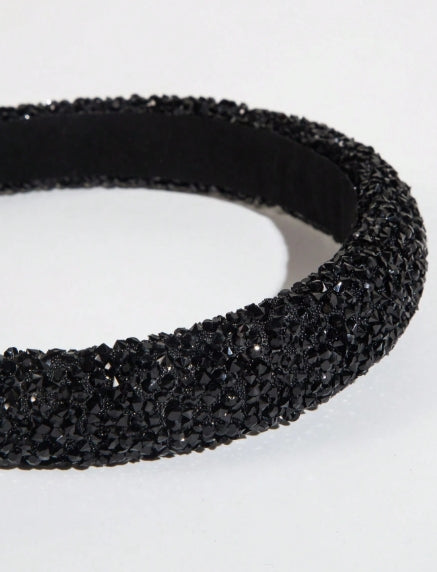 1pc Starry Gem & Faux Pearl Decorated Black Headband