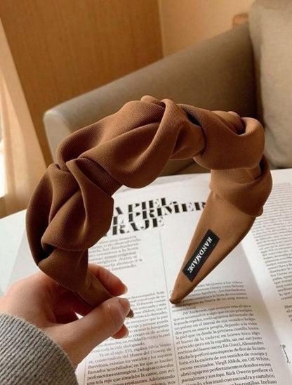 1pc Vintage Korean Style Pleated Wide Headband