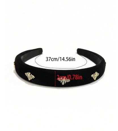 1pc 2cm Black Velvet Wide Headband