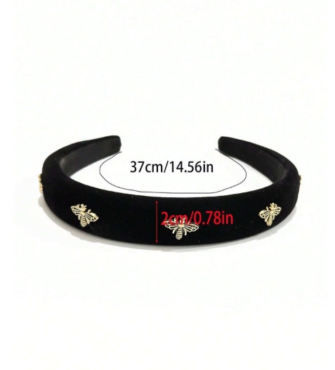 1pc 2cm Black Velvet Wide Headband