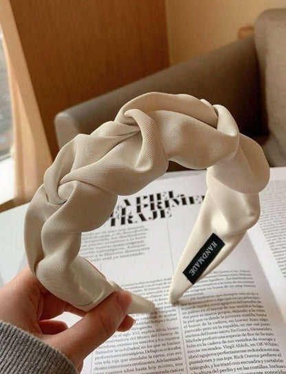 1pc Vintage Korean Style Pleated Wide Headband