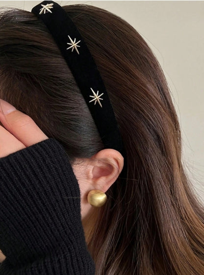 1pc 2cm Black Velvet Wide Headband