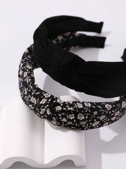 1pc Woman Headband Solid & Floral Pattern
