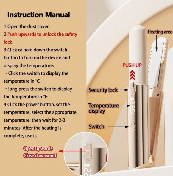 2-In-1 Mini Wireless Portable Straightening & Curling Hair Styler