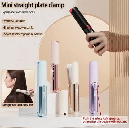 2-In-1 Mini Wireless Portable Straightening & Curling Hair Styler