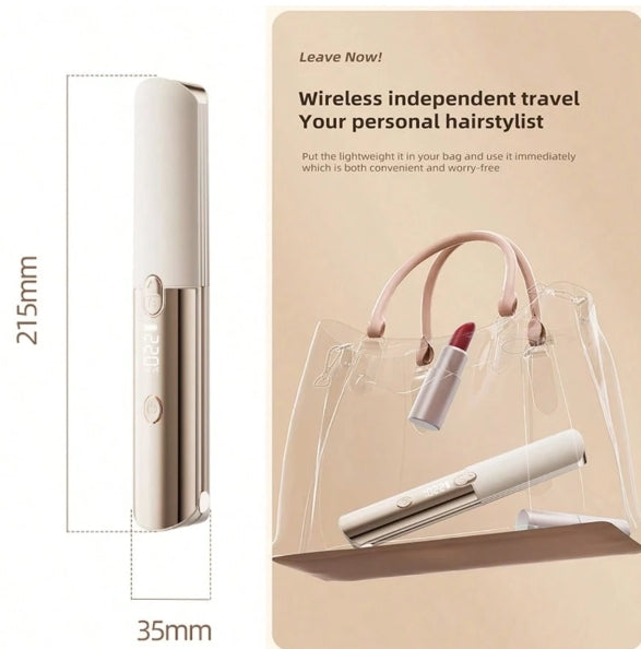 2-In-1 Mini Wireless Portable Straightening & Curling Hair Styler