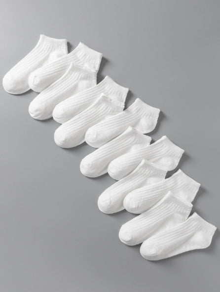 11pairs White Basic Breathable Non-Slip Women's Short Socks