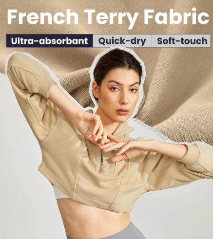 GLOWMODE Beige Cotton Crop Sweater with half zipper-SIZE XL