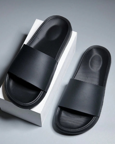 Men Summer Black Slippers - SIZE EUR46