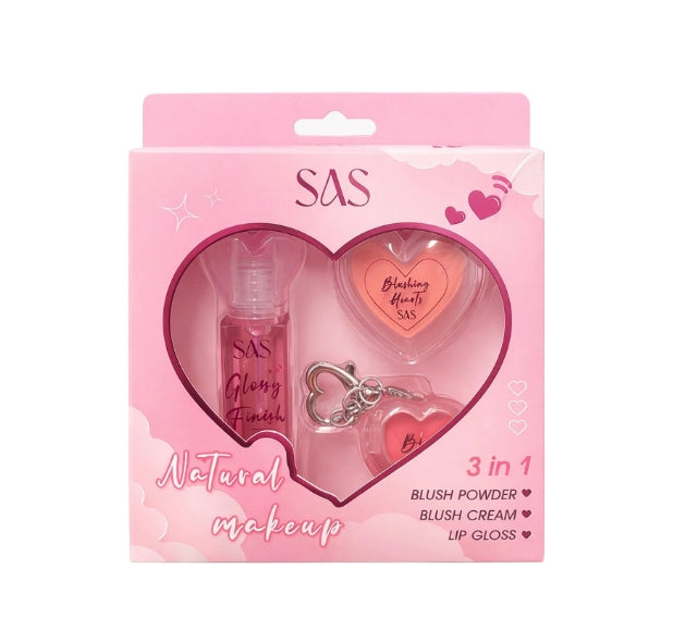 SAS 3in1 Bundle ( Blush Powder & Cream + Lip Gloss)