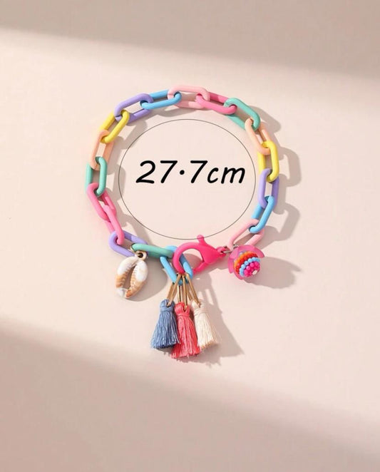 1pc Colorful Tassel & Flower Design Chain Anklet