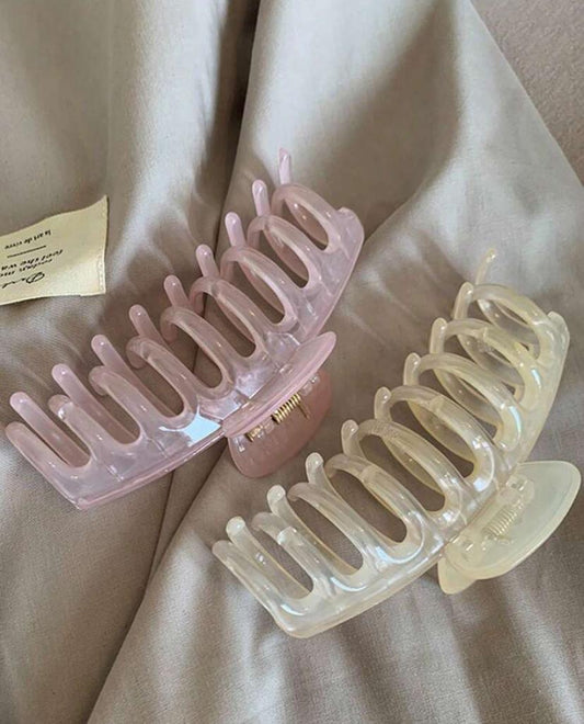 1 PC Women's Large Claws Hair Clips in Pink, Beige Colors