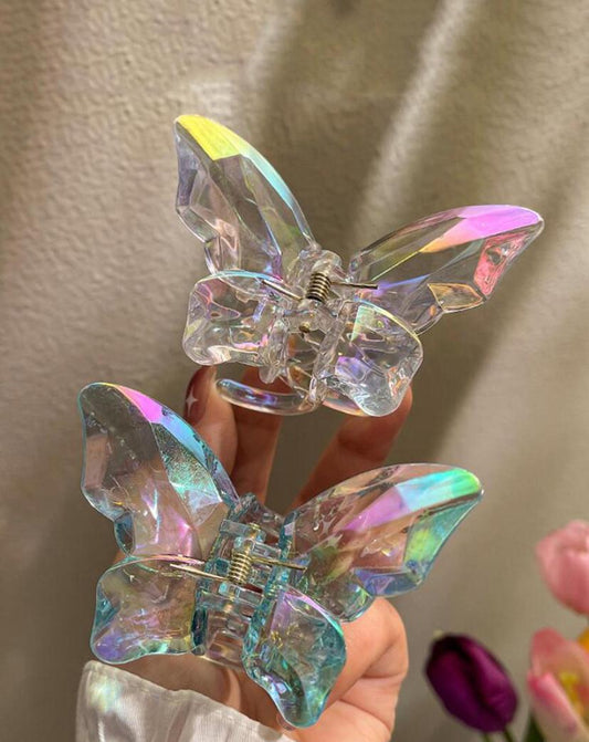 2pcs Women Fairy Style Butterfly Shaped Large Plastic Hair Claw Clip