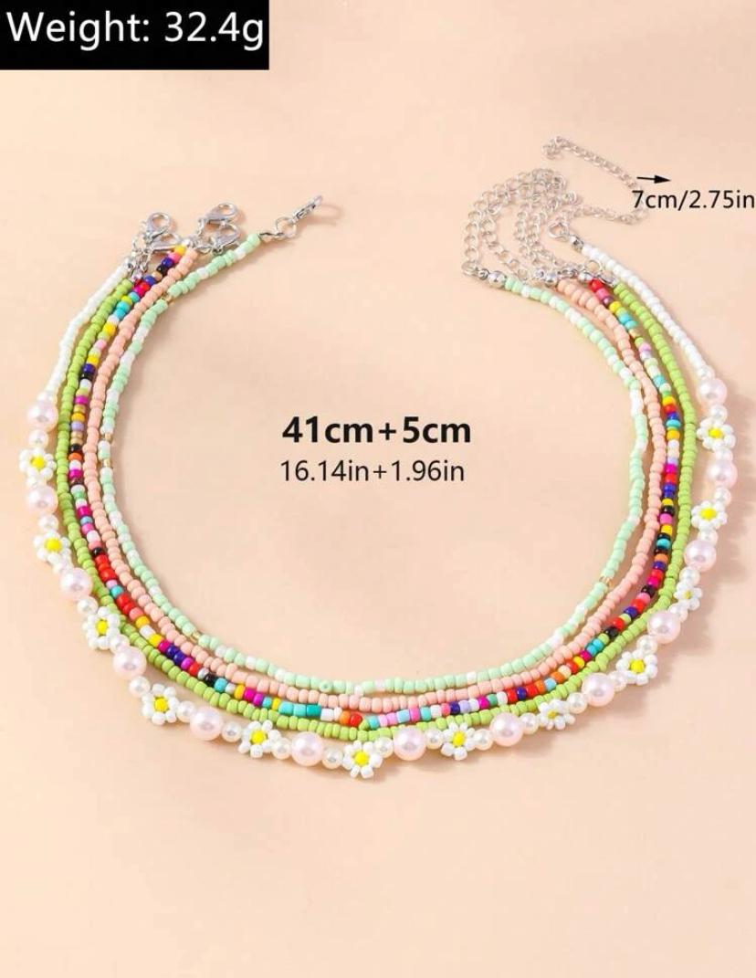 1 PC Random Faux Pearl Decor Beaded Necklace