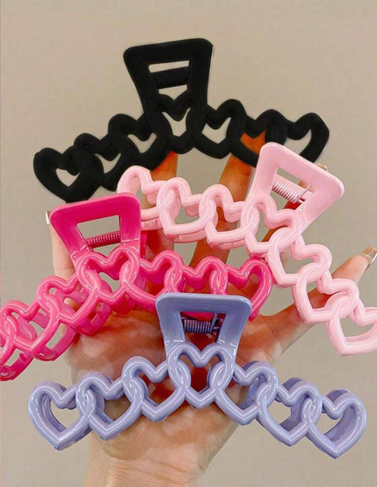 1 PC Ladies Acrylic Heart Shaped Hair Claw Clips